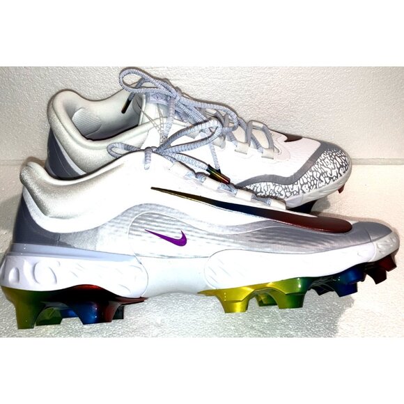 Nike Alpha Huarache Elite 4 Low MCS Baseball Cleats FQ7724-106 Rainbow Men sz 12 - Picture 1 of 8